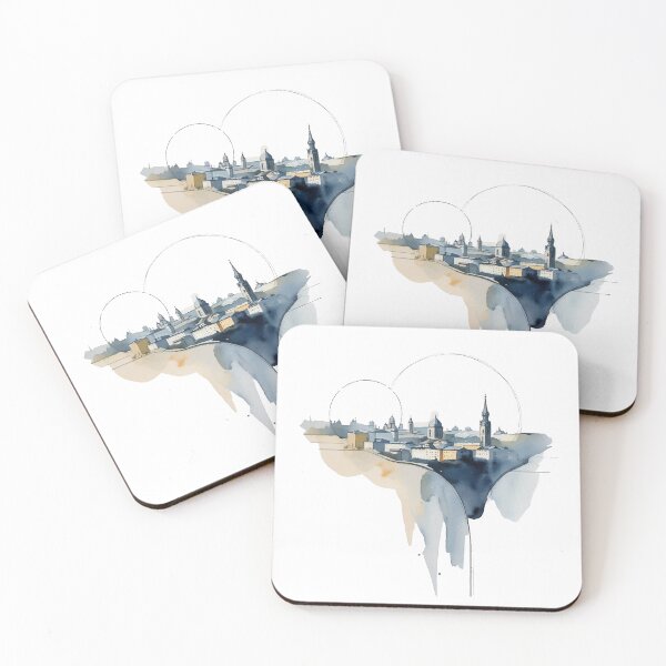 Item preview, Dreamy Watercolor Cityscape – Artistic Skyline Painting designed and sold by Moss and Moon Studio.