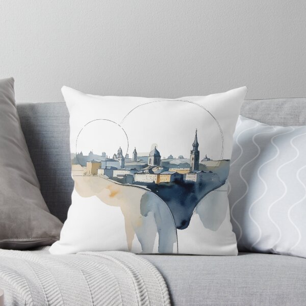 Item preview, Dreamy Watercolor Cityscape – Artistic Skyline Painting designed and sold by Moss and Moon Studio.