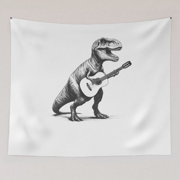 Item preview, Dinosaur Playing Guitar designed and sold by Kimberley King Art  King Art.