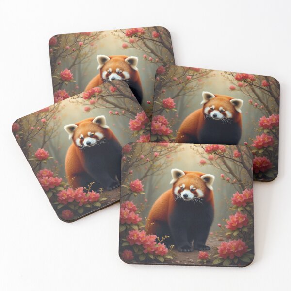 Item preview, Red Panda with Rhododendrons designed and sold by HabitableMoons.