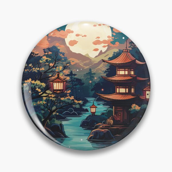 Item preview, Tranquil River Japanese Pagoda designed and sold by RockFireMerch.