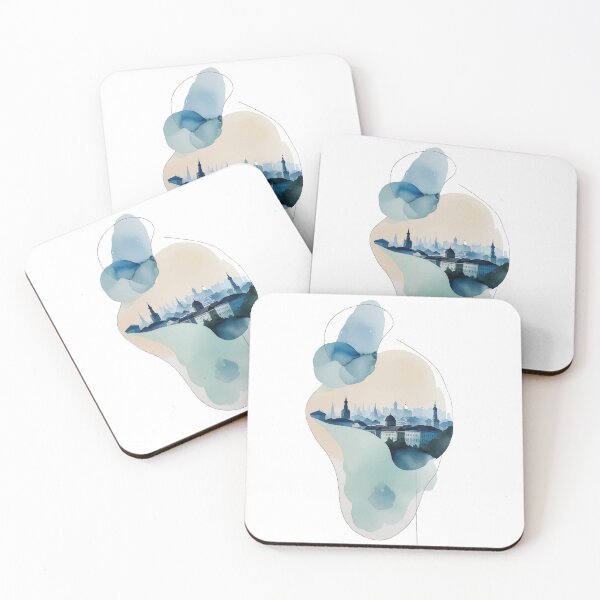 Item preview, Dreamy Watercolor Cityscape – Artistic Skyline Painting designed and sold by Moss and Moon Studio.