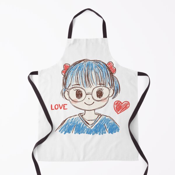 Item preview, Girl with blue hair and glasses expressing love in a playful drawing designed and sold by olenapetol.