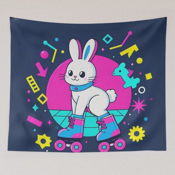 Item preview, Retro 80s Bunny Roller Skates – Vaporwave Aesthetic designed and sold by Kast25.