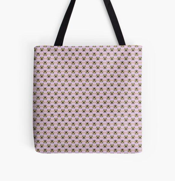 Bumblebee Pattern in Purple All Over Print Tote Bag