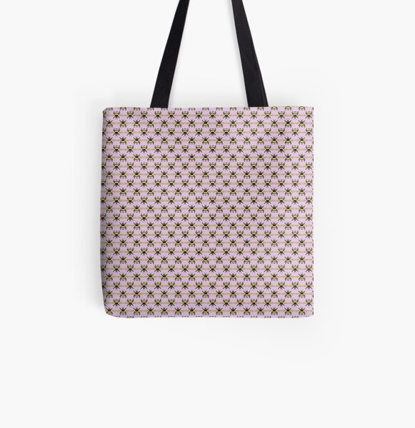 Bumblebee Pattern in Purple All Over Print Tote Bag