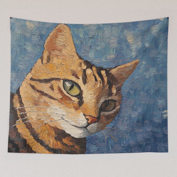 Item preview, American bobtail cat | Post-impressionist painting style designed and sold by ComicsFactory.