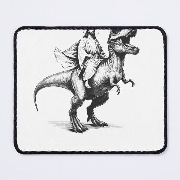 Item preview, Jesus Riding Dinosaur designed and sold by Kimberley King Art  King Art.