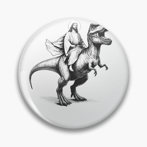 Item preview, Jesus Riding Dinosaur designed and sold by Kimberley King Art  King Art.