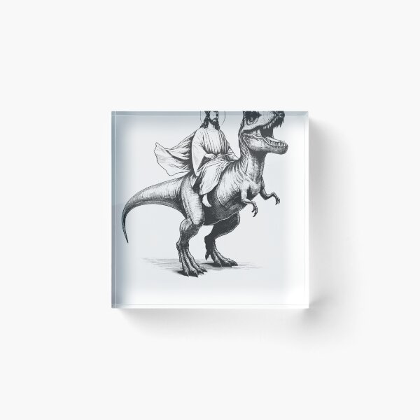 Item preview, Jesus Riding Dinosaur designed and sold by Kimberley King Art  King Art.