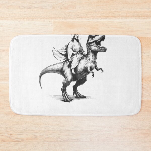 Item preview, Jesus Riding Dinosaur designed and sold by Kimberley King Art  King Art.