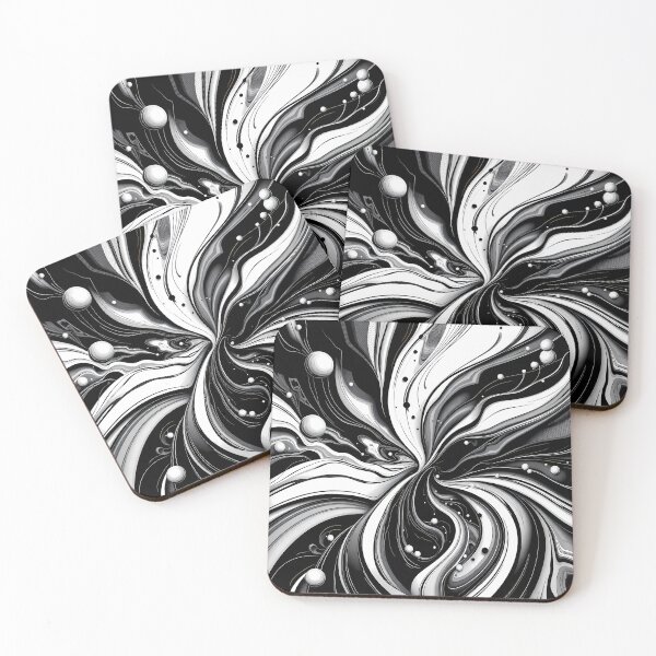 Item preview, Design White Black Abstract Forms Space Exploration Visions designed and sold by ART ATTACK ZONE.