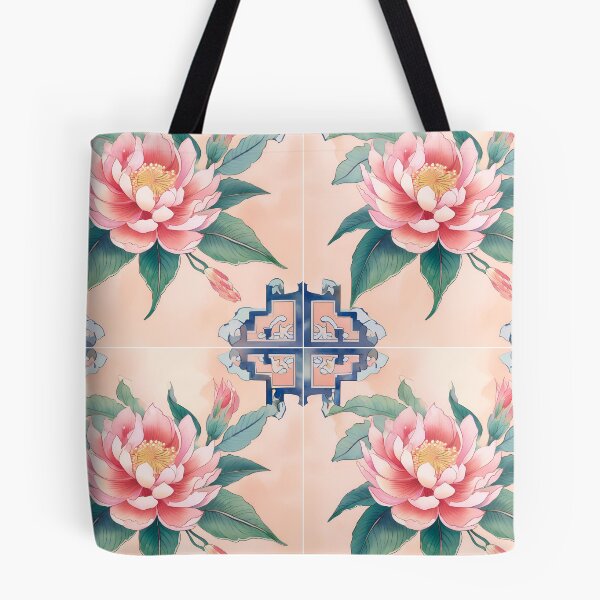 Item preview, Traditional Chinese flower watercolor tile print designed and sold by Reignchaos80.