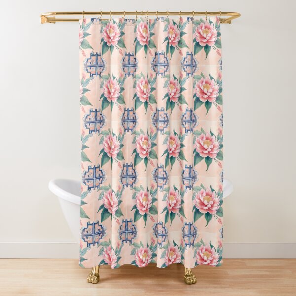 Item preview, Traditional Chinese flower watercolor tile print designed and sold by Reignchaos80.