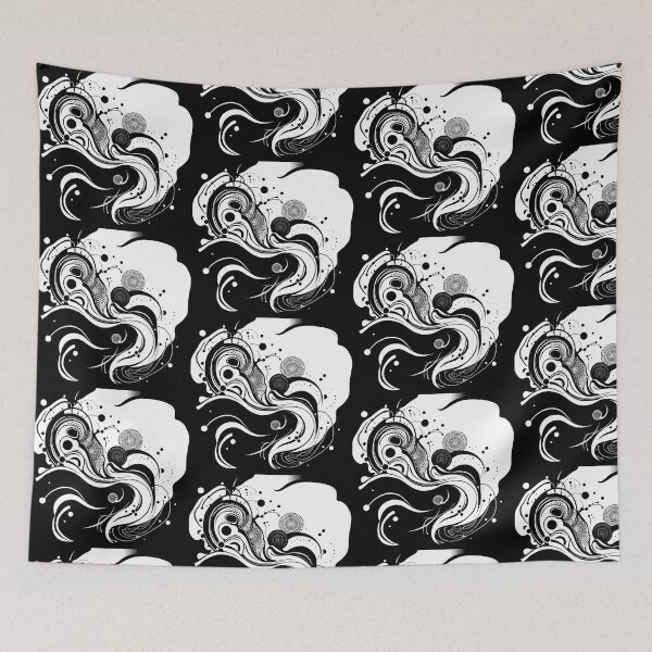 Item preview, Nation Mania Black White Abstract Surreal Art Exploration Visions designed and sold by ART ATTACK ZONE.
