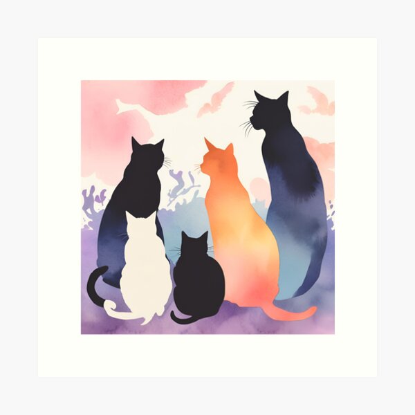 Item preview, Watercolor illustration of a family of cats designed and sold by Reignchaos80.