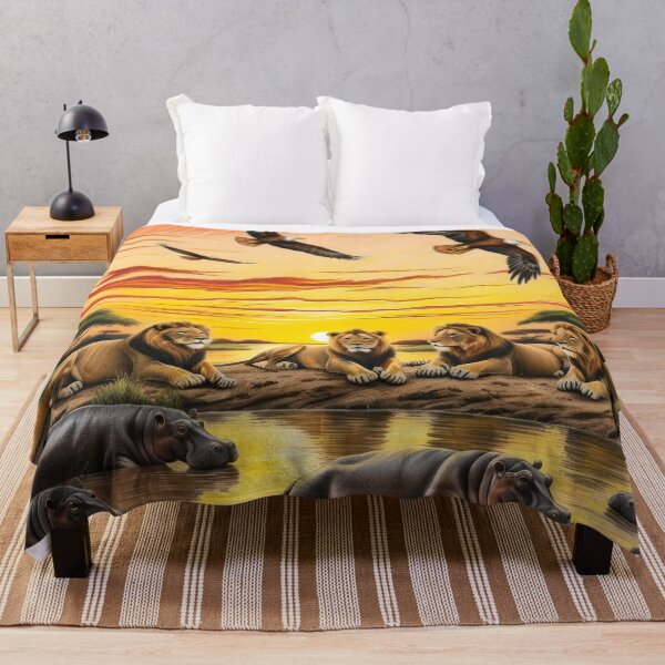 Item preview, African Majesty: Lions, Hippos & Eagles at Sunset designed and sold by WildlifeInc.
