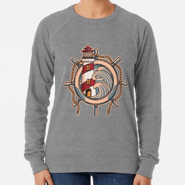 Item preview, Lighthouse & Ship's Wheel Tattoo designed and sold by Design_for_merch.