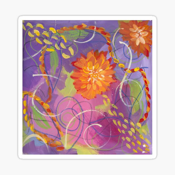 Item preview, Orange Flowers Abstract #1 designed and sold by Taunya Tae at Artzy-One Studio.