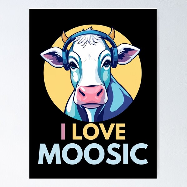 Item preview, I LOVE MOOSIC - COW WITH HEADPHONES designed and sold by DARKEDGEDNB.