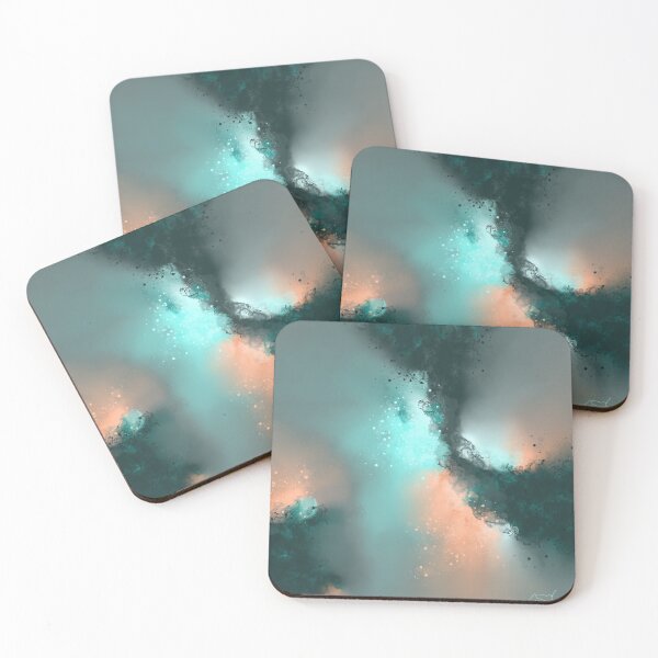Item preview, Teal Skies - Teal Peach Orange Abstract designed and sold by Joey Santiago.