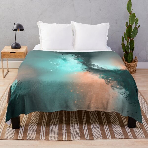 Item preview, Teal Skies - Teal Peach Orange Abstract designed and sold by Joey Santiago.