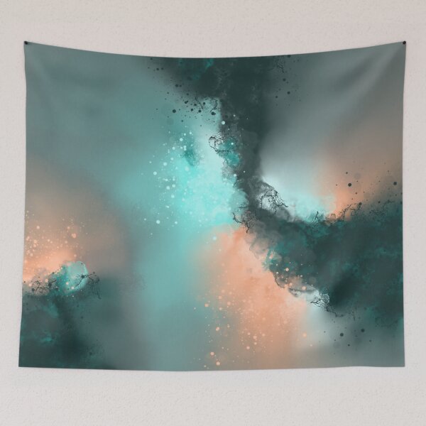 Item preview, Teal Skies - Teal Peach Orange Abstract designed and sold by Joey Santiago.