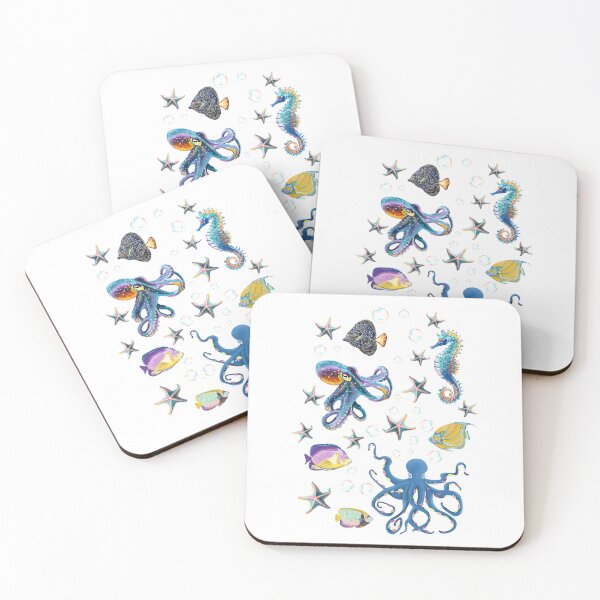 Item preview, Underwater Illustration of Fish, Octopuses, and Seahorses Swimming in the Ocean designed and sold by Pandositive.