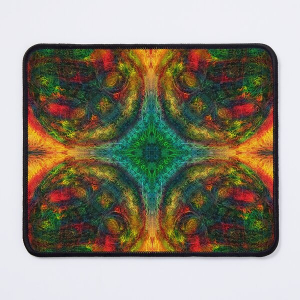 Item preview, Sparkling, contrasting, bright, colorful, abstract mandala tile with a blue-green center that resembles deep, clear water designed and sold by Prem-Adri.