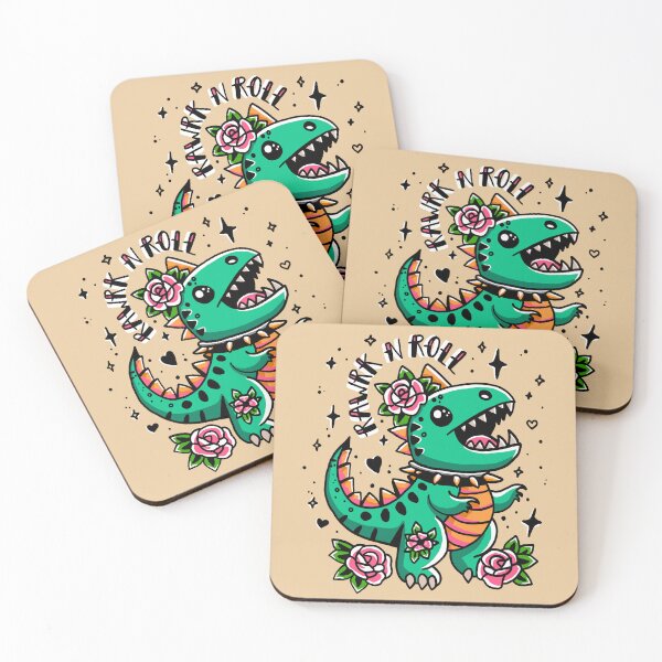 Item preview, Rawrk N Roll – Kawaii Flash Tattoo Art Dinosaur – Cute Animal Puns designed and sold by TweeSpark.
