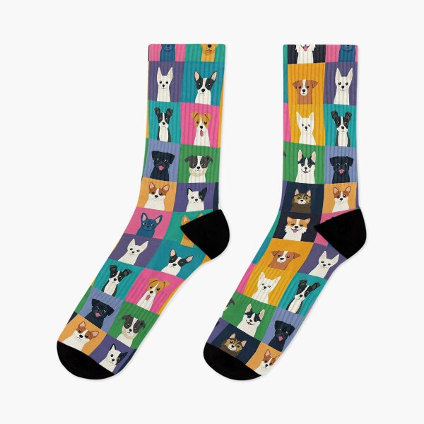 Item preview, Playful pet faces in vibrant square grid designed and sold by Piotrek0001.