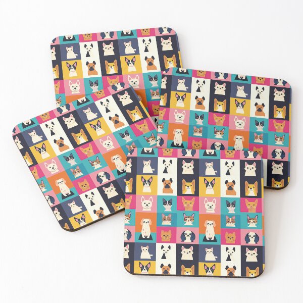 Item preview, Vibrant dog and cat heads in playful squares designed and sold by Piotrek0001.