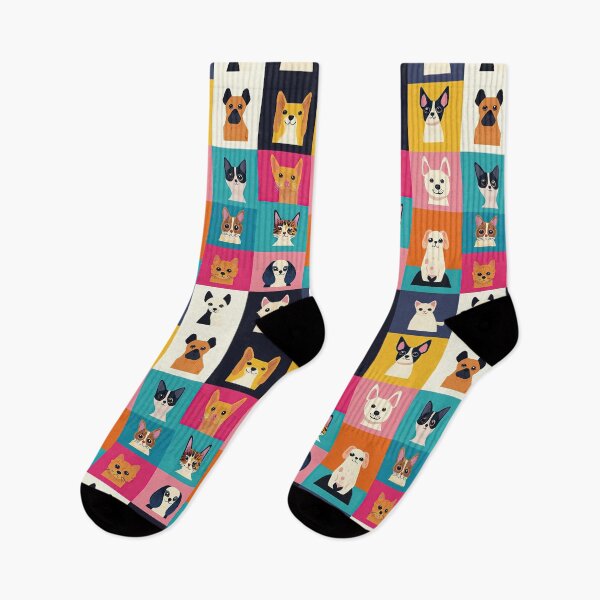 Item preview, Vibrant dog and cat heads in playful squares designed and sold by Piotrek0001.