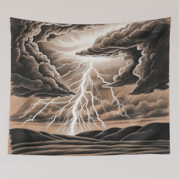 Item preview, Electrifying Storm - Dramatic Lightning Sketch designed and sold by WildlifeInc.