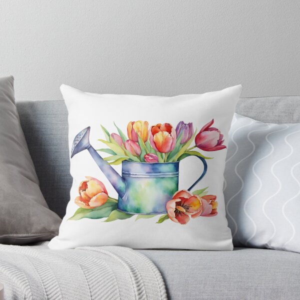 Item preview, Watercolor Watering Can with Tulip Flowers  designed and sold by silviaol.