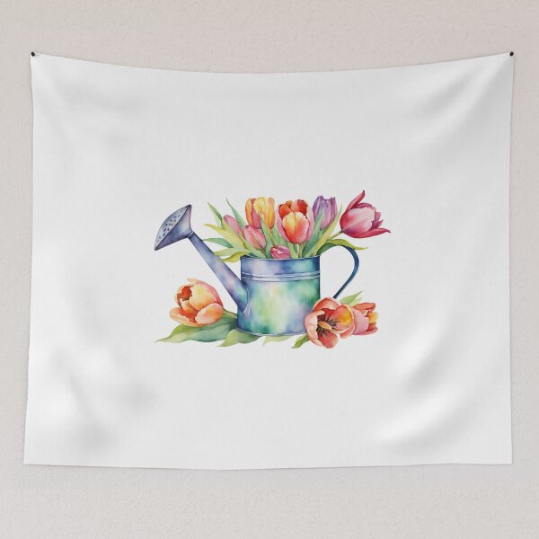 Item preview, Watercolor Watering Can with Tulip Flowers  designed and sold by silviaol.
