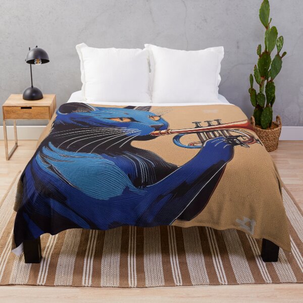 Item preview, Cartoon Black Cat playing Trumpet designed and sold by Boxing Kangaroo Retail Company.