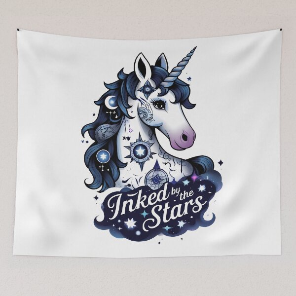 Item preview, Inked by the Stars – Celestial Tattoo Unicorn designed and sold by zoughlal.