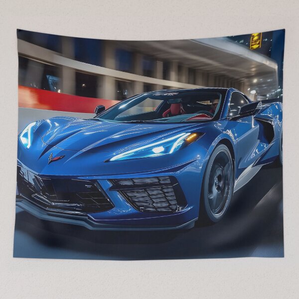 Item preview, Blue Corvette E-Ray Poster – Electrified Speed in Striking Blue X designed and sold by AutoPopStudio.