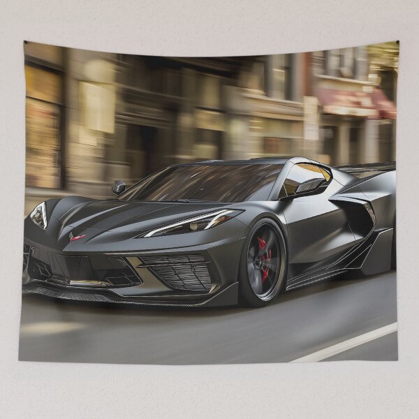 Item preview, Black Corvette E-Ray Poster – Sleek Hybrid Power VIII designed and sold by AutoPopStudio.
