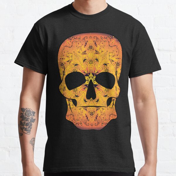 Vista previa del artículo con la obra «Mandala de calavera de azúcar con rayos de sol de tabaco de frente», diseñado y vendido por Morose-merch.