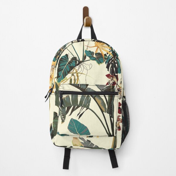 Item preview, Tropical botanical landscape, palm tree, banana tree, exotic flowers, bird, plant floral border background. designed and sold by MatyKotiv.