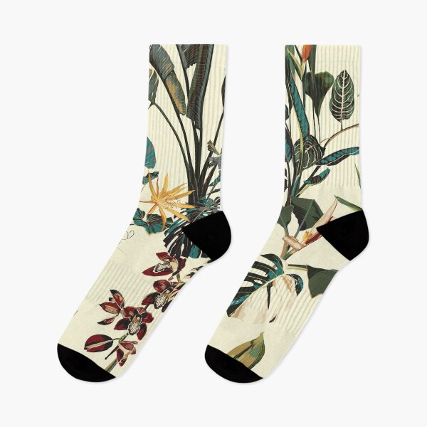 Item preview, Tropical botanical landscape, palm tree, banana tree, exotic flowers, bird, plant floral  border background. designed and sold by MatyKotiv.