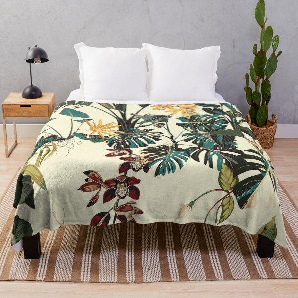 Item preview, Tropical botanical landscape, palm tree, banana tree, exotic flowers, bird, plant floral border background. designed and sold by MatyKotiv.