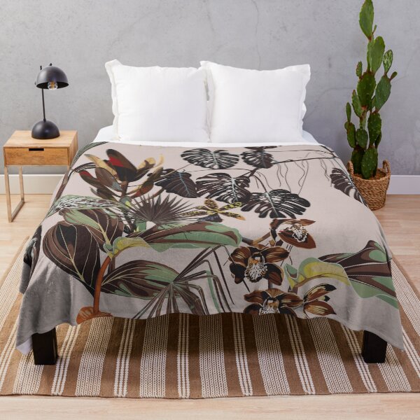 Item preview, Tropical botanical landscape, palm tree, monstera, exotic flowers, bird, plant floral border background. designed and sold by MatyKotiv.