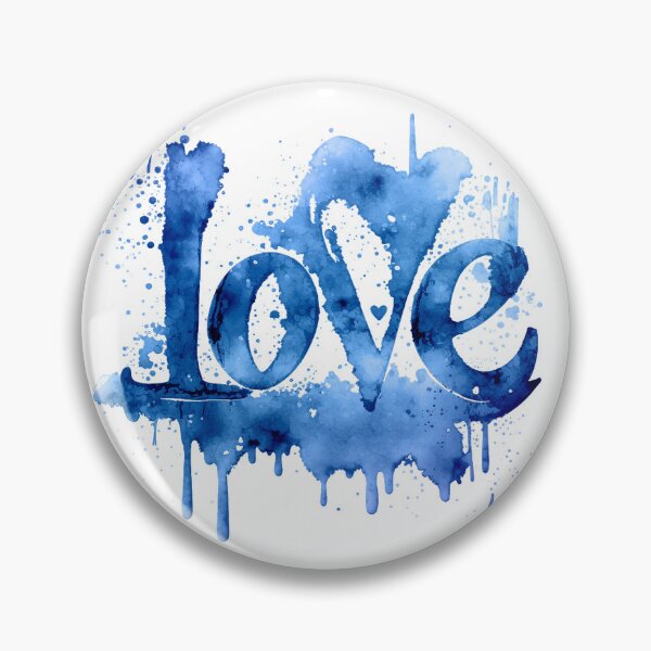Item preview, Love - Blue Lettering Watercolor Paint Design designed and sold by Robert Biedermann.