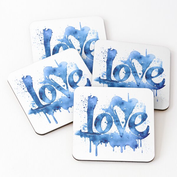 Item preview, Love - Blue Lettering Watercolor Paint Design designed and sold by Robert Biedermann.