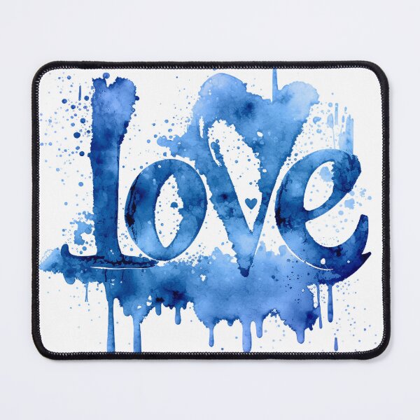 Item preview, Love - Blue Lettering Watercolor Paint Design designed and sold by Robert Biedermann.