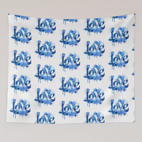 Item preview, Love - Blue Lettering Watercolor Paint Design designed and sold by Robert Biedermann.