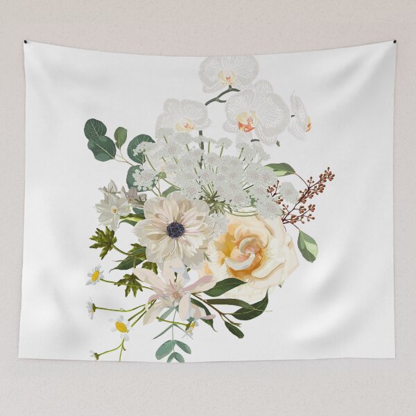 Item preview, Vector floral bouquet design: garden creamy powder Rose, lily,  anemone Eucalyptus branch greenery leaves berry.  designed and sold by MatyKotiv.